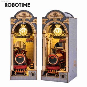 3DパズルロボットタイムROLIFE DIY Dollhouse Book Nook Time Travel 3D Wooden Puzzle BookNook for Bookshelf Insert Decor -TGB04 Y240415