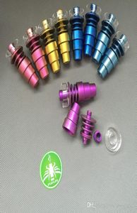 Titanium Nail Rainbow colorful dabber tool With Quartz Dish 10mm 14mm18mm Male Female 6 in 1 domeless GR2 Titanium Nails for wate8810921