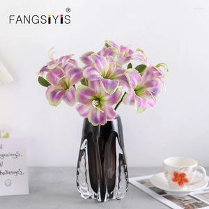 Декоративные цветы 50 см моделирование Hemerocallis grandiflora шелковая фальшивая домашняя гостиная обеденный стол Свадебный украшение фиолетового высокого качества