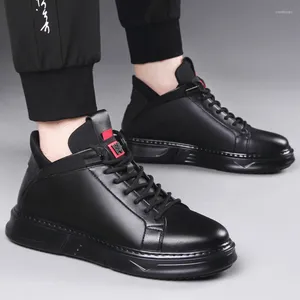 Sapatos casuais de inverno masculino espesso de alta edição coreana edição genuína versátil algodão versátil com calor