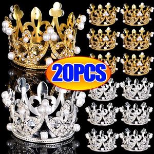 Party Supplies Mini Pearl Crown Cake Decoration Cupcake Topper Kids Hair Ornaments DIY Baking For Wedding Birthday Decor