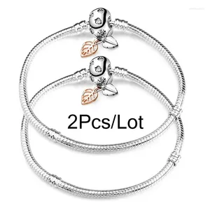 Braccialetti di fascino 2 pezzi/lotto di alta qualità in argento placcato perle di design originale per donne uomini fai -da -te che producono gioielli