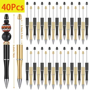 40Pcs Beadable Pens Bead Pen Black Ink For Office School Kids Students DIY Crafts Decoration Gifts Party Favors Supply