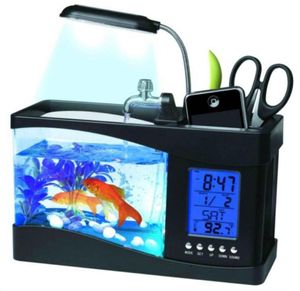 Вся небольшая аквариум творческая акриловая USB Mini Desktop Goldfish с экологическим держателем ручки украшения 316D4020916