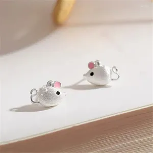 Stud Earrings Simple Forest Style For Women Fashionable Cute Little Mouse Pink Ears Unique Personalized Design Student Jewelry Gifts