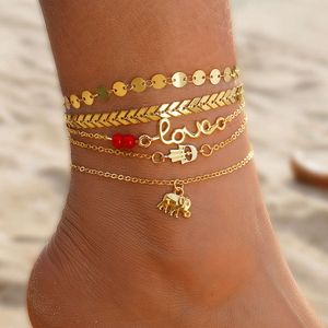 Love Personalized Multilayer Simple Elephant Butterfly Beach Footchains, Women's Feet Decorations