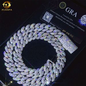 Top Quality Hip Hop Pass Diamond Tester Moon Shape Style 15mm 925 Sterling Silver Moissanite Cuban Link Chain