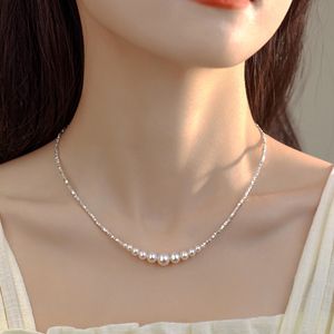 High End Pearl Naszyjnik 925 Czysty srebrny naszyjnik Elegancki niszowy naszyjnik