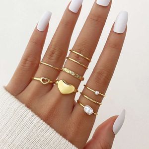 Love Pearl Thin Set of 9-piece Creative Women's Joint Ring for Women