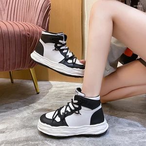 Casual Shoes 40 White Women High Top Sneakers Platform Female Ankle Green Bandage Lace Up Shoe 2024 Spring