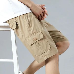 Men's Shorts Summer KPOP Fashion Style Harajuku Slim Fit Sports Loose All Match Casual Solid Pockets Cotton Straight Leg