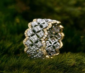 18K Rose Gold Pave Diamond Ring 925 Sterling Silver Bijou noivado Banda de casamento Rings para Women8668528
