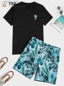 Cykeltröja uppsättningar Mens Two Piece Set Party Club New Fashion Shortseve T-shirt vår sommar chic män klädstrand lata kallelse Gymuppsättningar l48