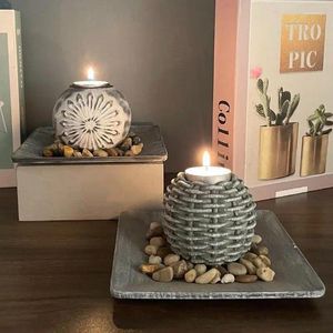 Titulares de velas criativos elegantes de madeira castiçal de castelas de madeira para mesa de mesa de mesa em casa Decoração de férias de casamento rústico DIY