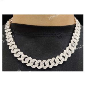 Högkvalitativ 15mm 20 tum Miami D Färg VVS Moissanite Cuban Link Chain Hip Hop Iced Halsband för män passerar diamanttestare