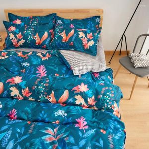 Zestawy pościeli Rośliny i kwiaty Wzór 4PCS ALOE Cotton Duvet Zestaw Fashion Rodzina luksusowe płaskie podszewki