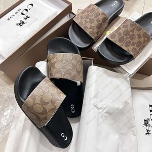 Coa ch sko kvinna designer tofflor för man lyx sandaler blomma Sandale Summer Beach Shoe Loafers Tazz tobles Flower Sandal Flat Flip Flop Double Shoes Dhgate