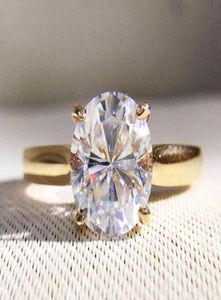 Muhteşem 1 Carat Ct DF Renk Laboratuvarı Yetiştirilmiş Oval Moissanit Elmas Solitaire Nişan Düğün Yüzüğü 14K 585 Sarı Altın4730772