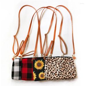 Shoulder Bags WENTOU Red Plaid Sunflower Leopard Print Messenger Bag Fashion Lady One-Shoulder Handbag Women Crossbody