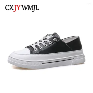 Scarpe casual cxjywmjl skate in pelle genuina per donne primavera estate 2 modi per indossare signore vulcanizzate piccole scarpe da ginnastica bianche