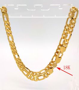 Mens 18 K Stamp Solid Gold GF Ltalian Figaro Link Chain Halsband 10 mm 600 mm 24 tum5998470