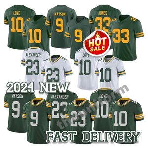 Men's 10 Love 33 Aaron Jones 9 Christian Watson Football Jersey Size S-3XL