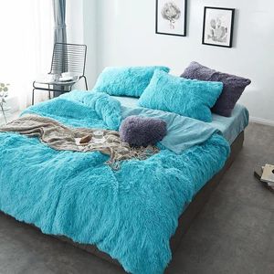 Bedding Sets 34 Putih Pink Biru Abu-Abu Merah Ungu Hijau Musim Dingin Tebal Bulu Tidur DiLengkapi Shee Set Tempat Beludru Selimut