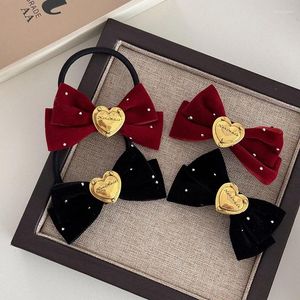 Hair Accessories 1PC Cute Princess Metal Heart Bow Girls Elastic Bands Children Ties Kids Baby Headwear