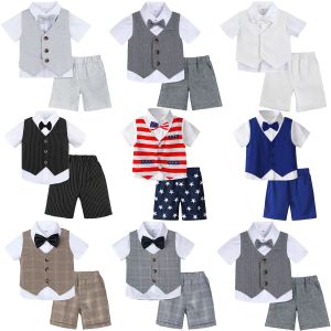 Shorts 3pcs bebê garotos vestidos de roupas infantil roupas formais de terno