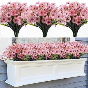 装飾的な花3/5バンドル人工バイオレット屋内屋外UV抵抗性偽の植物ウェディングホームガーデンポーチ窓箱の装飾