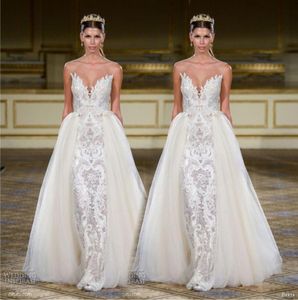 Berta Overskirt Bridal Gowns Lace Sheath Wedding Dresses Sheath Sweetheart Neck Zip Back Floor Length Plus Size Cheap Custom Made1011367