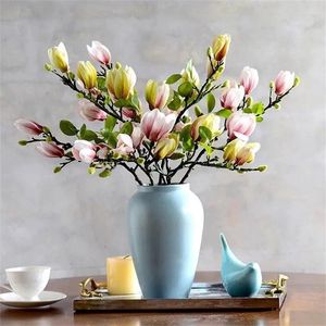 Kwiaty dekoracyjne sztuczne magnolia kwiat gałęzie domowe dekoracja sztuczna jedwabna roślina wakacyjna prezent świąteczny symulacja symulacji bukiet