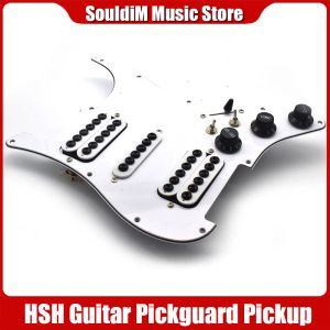 Kable HSH Cewka rozdzielająca elektryczna gitara Pickguard Pickup Big Parrella Regulacja śruba przed podłączona scratchplate Zespół biały