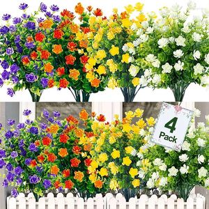 Dekoratif Çiçekler 4pcs Yapay UV Dayanıklı Yeşillik Bitkileri Bahçe Mutfak Dekoru Düğün Evde Oturma Odası Dekorasyonu Sahte