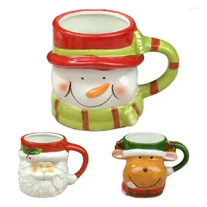 Mugs Christmas Santa Reindeer Ceramic Cups Claus Elk Snowman American Coffee Cup Housewarming Gift