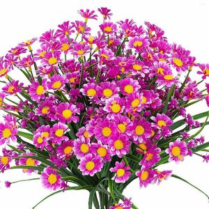 Fiori decorativi artificiali fiori selvatici bouquet mini seta 4 bundle margherite all'aperto arbusti vegetazione in finto plastica per