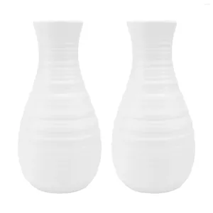 Вазы 2pcs Белая керамическая ваза для цветочных композиций Нерушимый декоративный маленький современный домашний декор и офисный рабочий стол