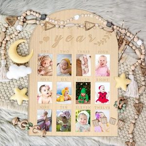 Quadros nascidos no primeiro ano Po Memorial Frame Board de 12 meses Recorde de crescimento de bebê Presentes de lembranças para mães