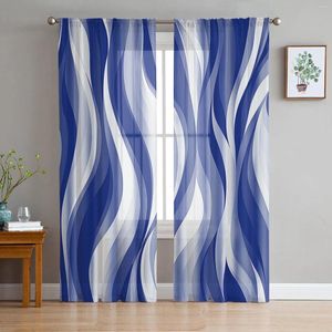 Gardin abstrakt gradient förvrängd blå sovrum transparent ren gardiner semester dekoration fönster voile tyll