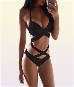 Women039s sexy taglio halter designer bikini Onepiece push up eSigner Swimwe Monokini Swimsuit Bandage Swimwear Women039s F8748477