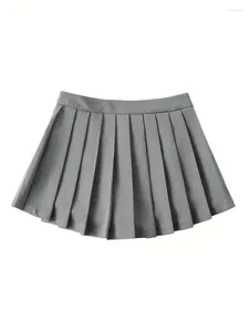 Юбки 2024 Лето сплошная плиссированная мини -юбка Y2K милая для весенней женской одежды