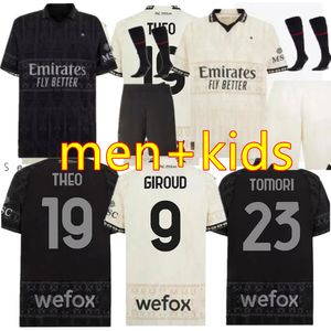 men+kids quarta maglia milan RAFA LEAO PULISIC soccer jerseys 2024 MUSAH TOMORI DIAZ GIROUD REBIC CALABRIA BENNACER men fens JOVIC Milan 4 maglia