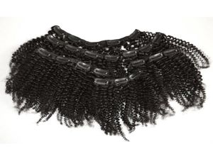 2mm Clip in lockigen Haarverlängerungen Jungfrau Mongolian Kinky Curly Clip Human Hair Extensions 7pcs GEasy1671567