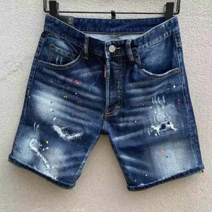 Nya 2024 herrarna mager jeans casual smal cyklist jeans denim knä hål hiphop rippade byxor tvättade högkvalitativa frakt
