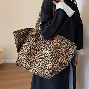 Totes överdimensionerad leopardtryck canvas kvinnor axelväska stor kapacitet shopping tote bolsos mujer designer stor handväska