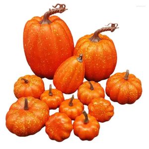 Decorative Flowers 12pcs Halloween Pumpkin Fall Decorations Rustic Orange Set Ornaments Fake Vegetables Farmhouse Wreath For Harvest