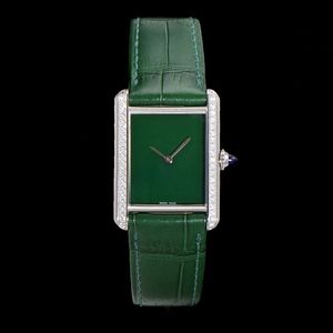 Kobiety Women Diamond Designer Watch Rozmiar 25,5 mm kwadrat skórzany ruch ze stali nierdzewnej Kwarcowy ruch szafirowy wodoodporny damski luksusowy zegarek Orologio