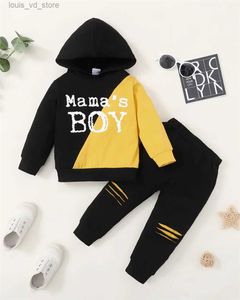 Clothing Sets 1-6 Years Kids Boy Clothes Set MamaBOY Hooded Long Sleeve Top+Pant 2pcs Outfit Autumn Child School Fashion Sport Costume T240415