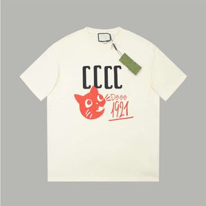 Verifierad version Rätt tidig vårljus lyxig klassisk bokstavs katthuvud tryckt kortärmad t -skjorta för män och kvinnor