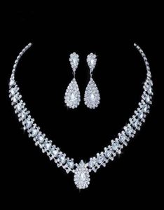 Luxurious Wedding Jewelry Sets for Bridal Bridesmaid Jewelery Drop Earring Necklace Set Austria Crystal Whole Gift50763337885829